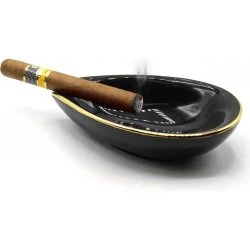 cendrier à cigares adorini en céramique feuille noire