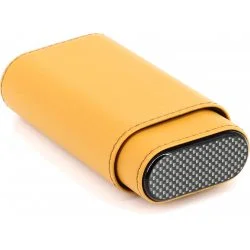 Custodia in Pelle per Sigari Giallo / Carbonio