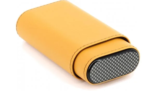 Custodia in Pelle per Sigari Giallo / Carbonio