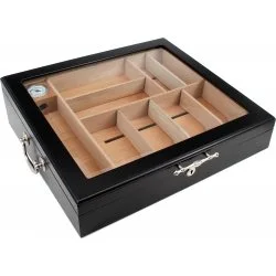 Humidor nero con coperchio in vetro