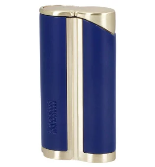 Briquet adorini courbé à jet unique bleu / or jaune avec poinçon pour cigare