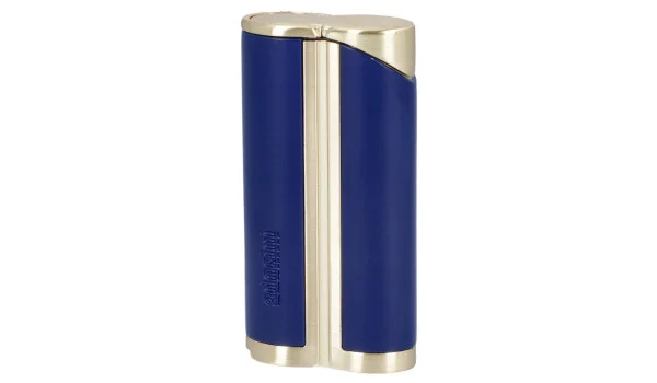 Briquet adorini courbé à jet unique bleu / or jaune avec poinçon pour cigare