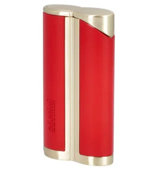 Briquet adorini courbé à jet unique rouge / or satiné avec poinçon pour cigare