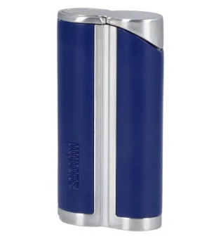 Briquet adorini Single Jet Curve Bleu/ Satin Argent incluant un poinçon à cigares. 