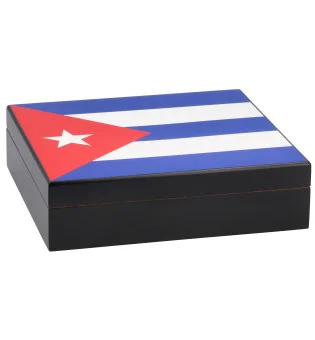 Zigarren Humidor schwarzer Korpus mit kubanischer Flagge