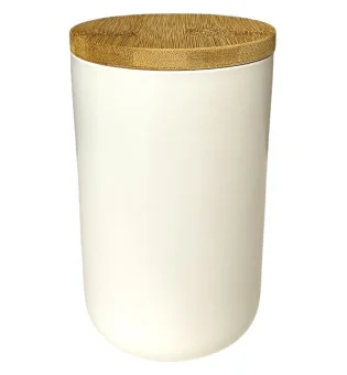 Pot à cigares en porcelaine blanche avec couvercle en bois