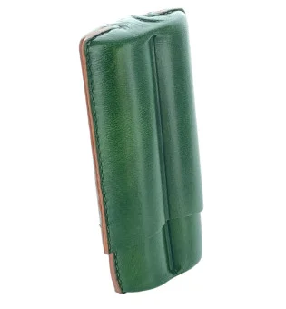 Étui à cigare Lubinski Cigar Case en cuire 2 Robusto vert