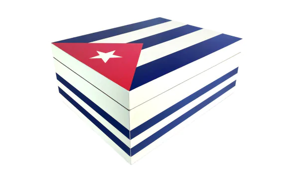 Cave à cigares blanche avec drapeau cubain 50-75 cigares
