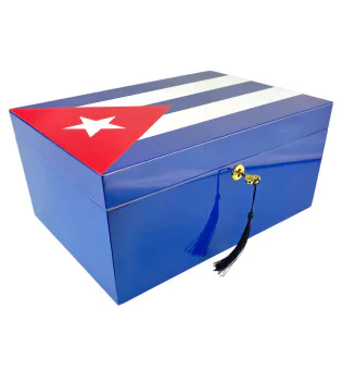 Humidor per sigari con bandiera cubana 100 sigari blu