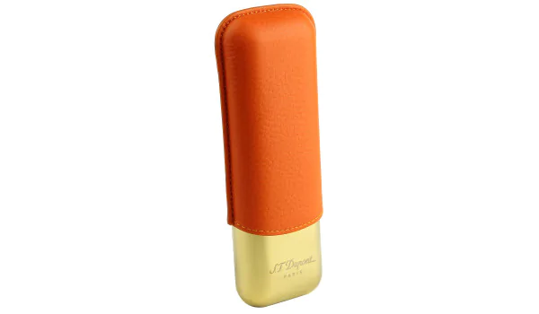 S.T. Dupont Zigarrenetui für 2 Zigarren orange/gold 183256