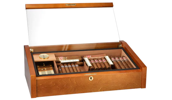 Top Humidor adorini Vega Deluxe in vetro e mogano foto 16