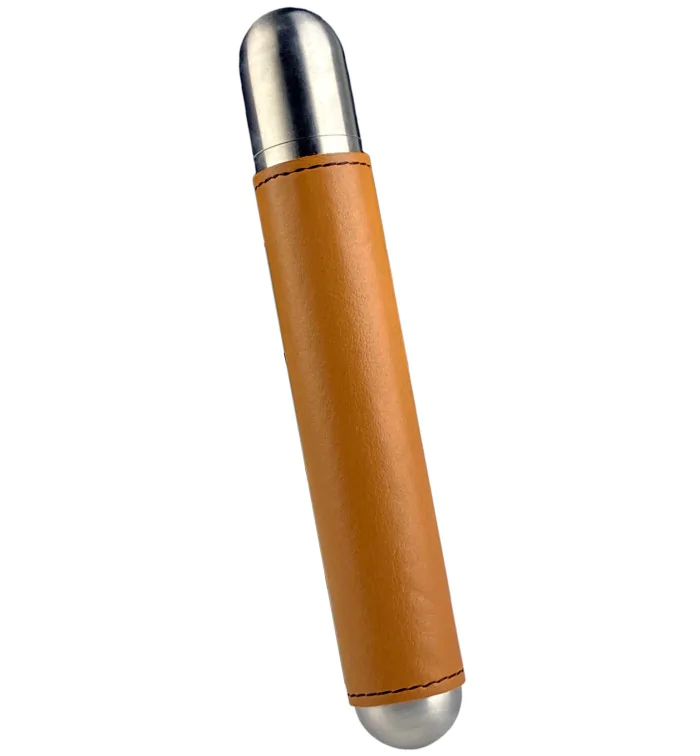adorini Satin Steel Case Single with brown Leather (Étui en acier satiné simple avec cuir marron) photo 6