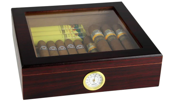 Humidor BigSmoke marrone con coperchio di vetro