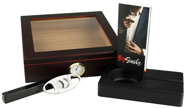 BigSmoke Humidor Set braun mit Glasdeckel Foto 7