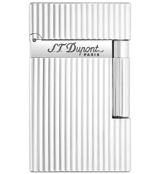 S.T. Dupont Ligne 2 16817 Feuerzeug breite Flamme längsgestreift Silber