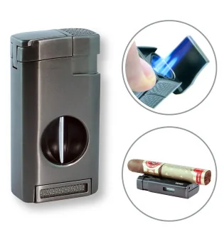 Accendino adorini Triple Jet con Taglio a V in Canna di Fucile Metallizzata