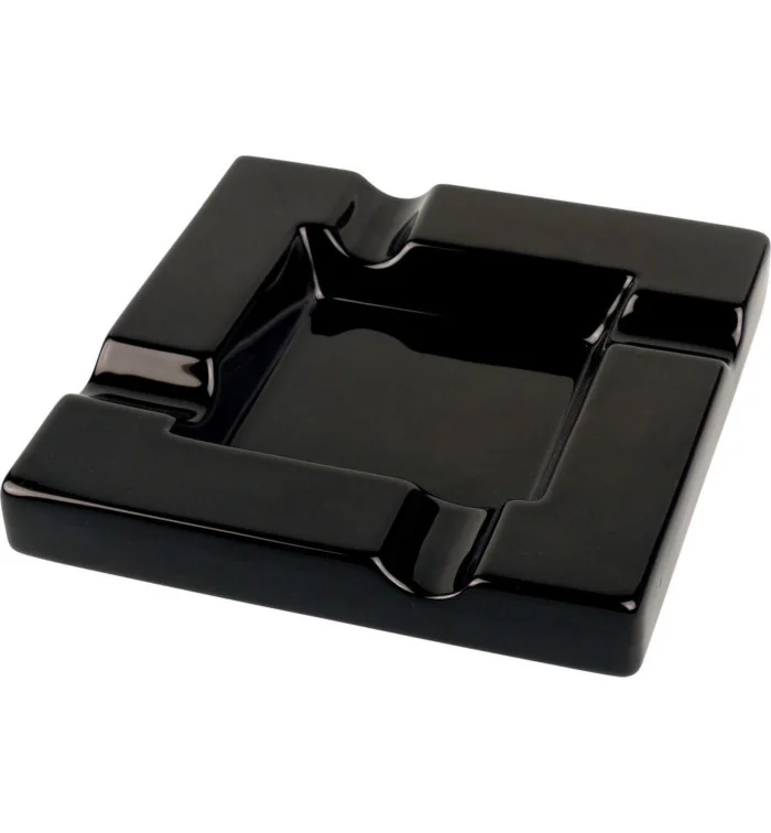 Posacenere in ceramica nero con 4 poggia sigari