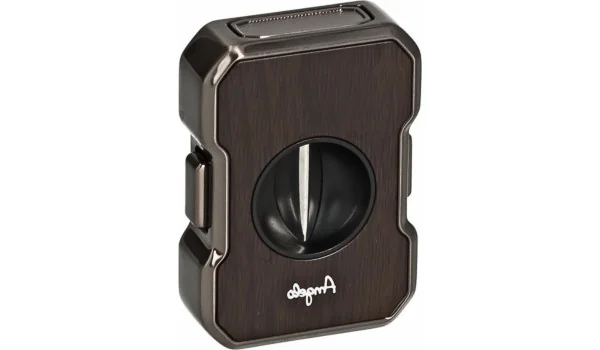 Tagliasigari Angelo V-Cut antracite con venature di legno