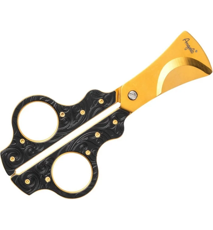 Forbici per sigari Angelo di alta gamma in metallo nero e oro