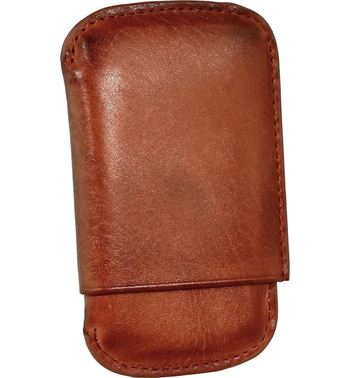 Portasigari Angelo x 4 sigari in pelle cognac