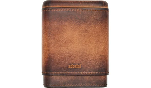 adorini Étui en cuir véritable vintage 3-5 cigares marron