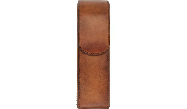adorini pochette vintage en cuire brun étui à cigares 2 cigares  avec pochette pour cutter ou briquet