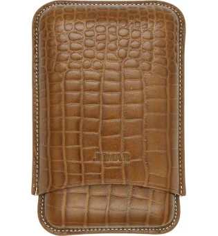Custodia per Sigari Doppia Jemar in Pelle Effetto Cocco Cammello 464/3