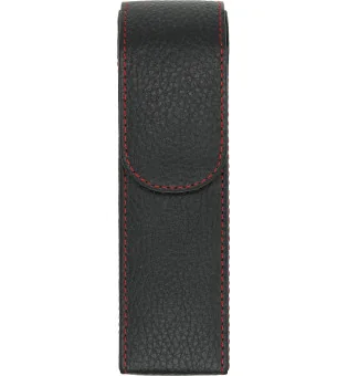 Étui à cigares de poche en cuir adorini pour 2 cigares, noir et rouge, avec pochette pour coupe-cigare ou briquet
