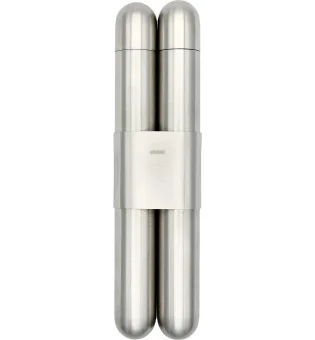 Etui double Adorini acier inoxydable finition satin/cèdre