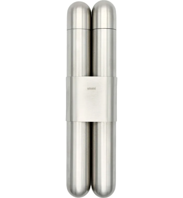 adorini Zigarrenetui mit Befeuchter für 2 Zigarren Edelstahl satiniert Foto 2