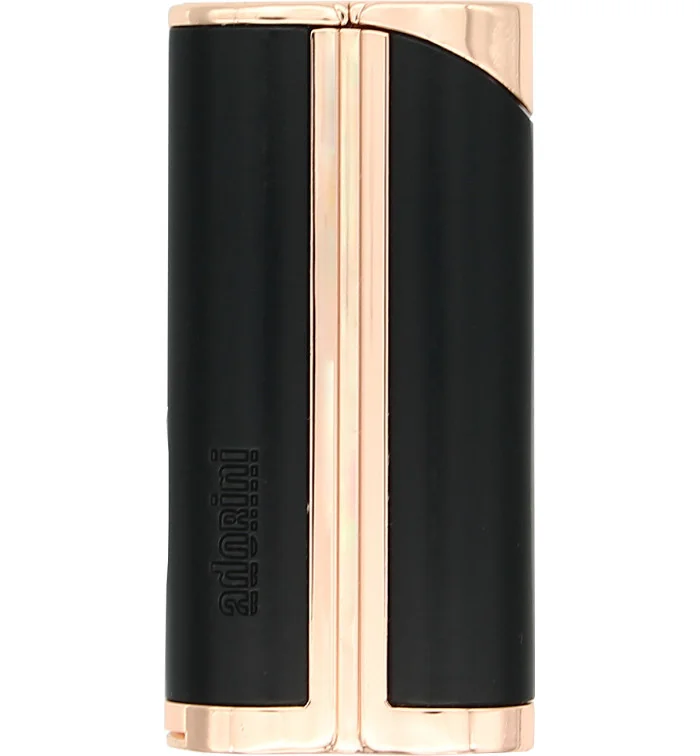 adorini Briquet courbé à jet unique Noir / Or rose avec poinçon pour cigare photo 4