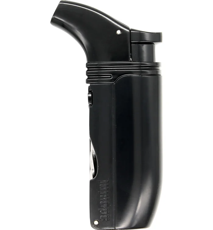 Adorini Puroso Jet Feuerzeug zweiflammig schwarz mit Solingenklinge  Foto 2