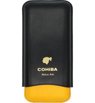 Cohiba Zigarrenetui Leder schwarz, gelb und weiß