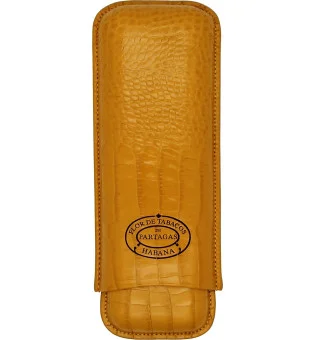 Partagas Zigarrenetui Leder Senfgelb für 2 Zigarren